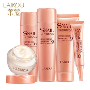 LAIKOU Skincare Sets 5PCS Snall Extract Essence Face Care Moisturizing Anti Aging Wrinkle Brighten Firming Skin Acne Treatment