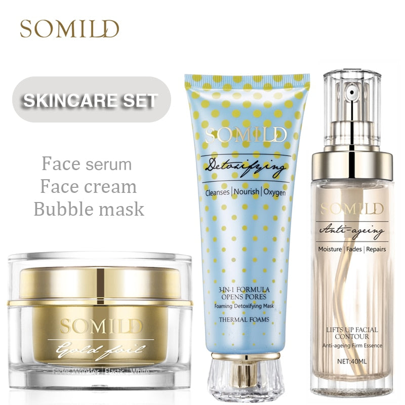 SOMILD Korean SkinCare Set Treatment Detox Bubble Mask Anti Aging Wrinkle Remove Face Cream Whitening Moisturizing Facial Lotion